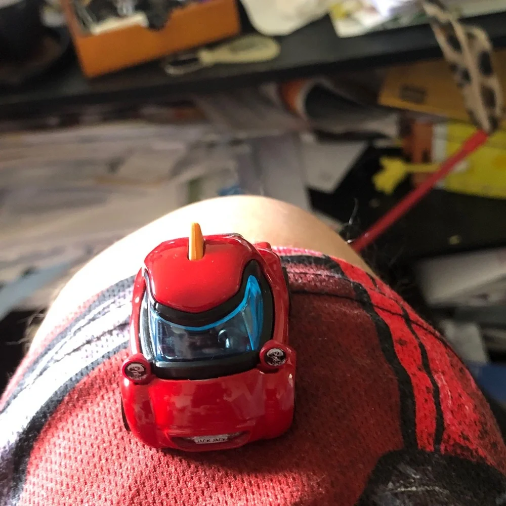 Red Toy Car with Blue Windshield